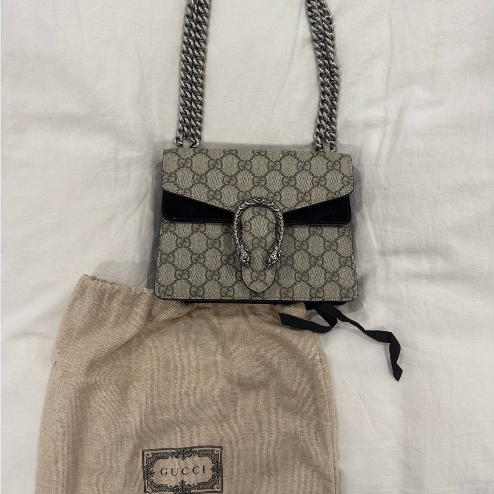 Gucci GG Supreme Monogram Mini Dionysus Shoulder Bag Black